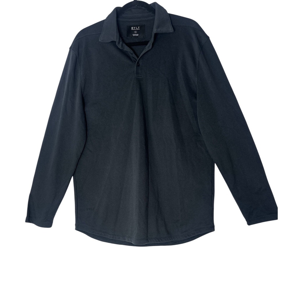 BYLT Premium Basics Polo Shirt Mens Large Black Long‎ Sleeve Golf Basic